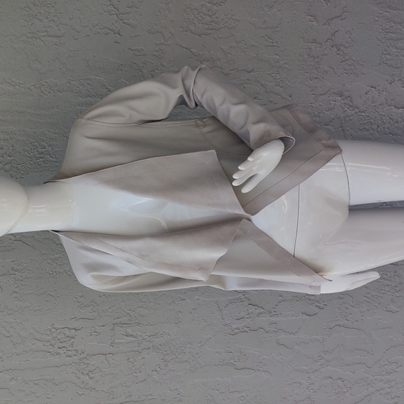 BB Dakota Women's Taupe Reversible Faux Leather Open Front Jacket Coat - Picture 9 of 16